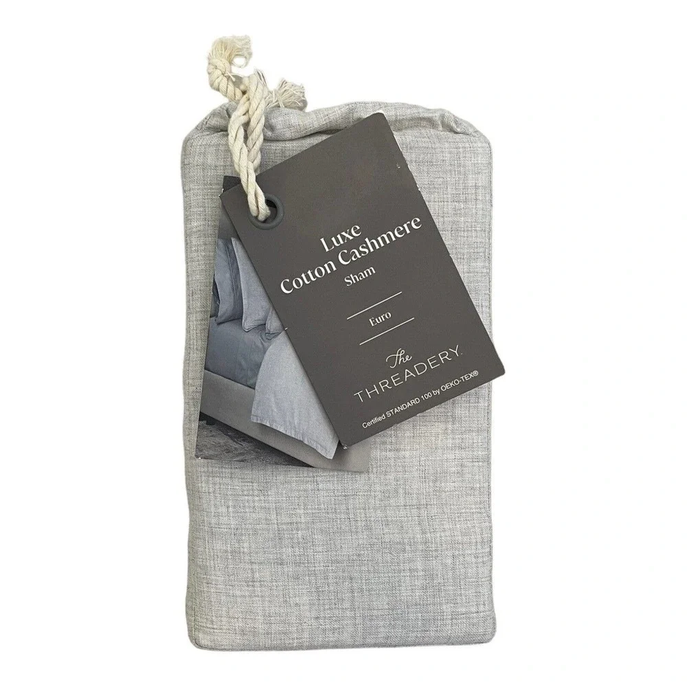 The Threadery Cotton Cashmere European Pillow Sham Light Grey 26